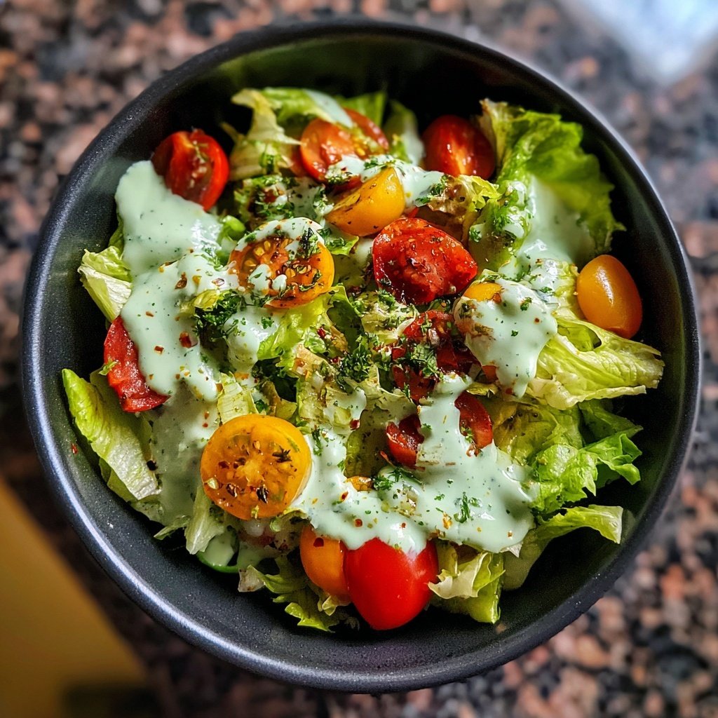Creamy Cucumber Dressing Over Greens