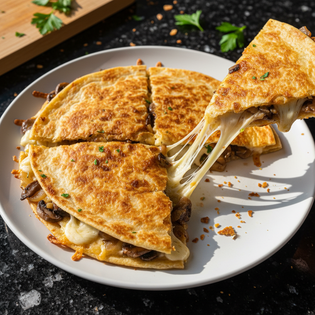 Caramelized Onion and Mushroom Quesadilla