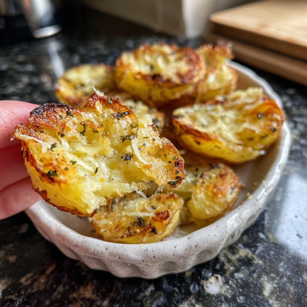 Smashed Airfried Potatoes with Garlic