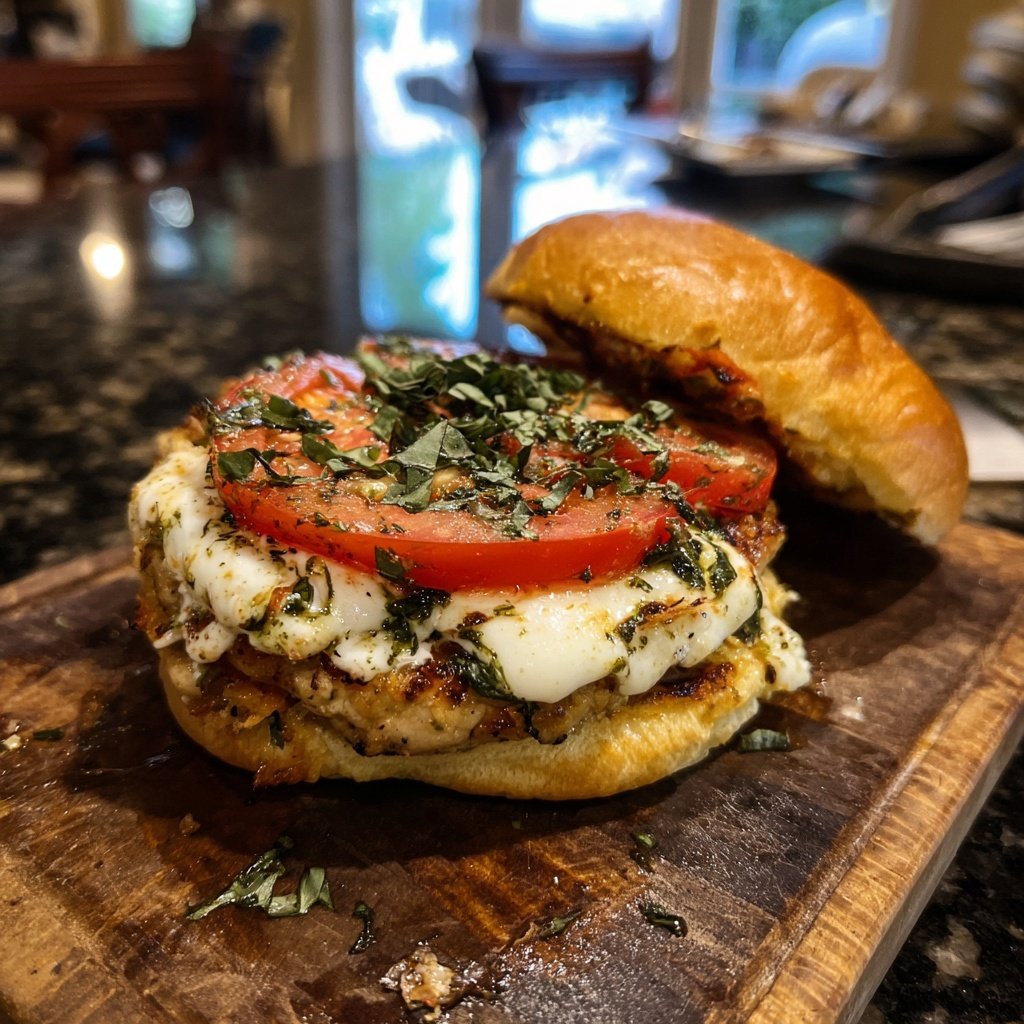 Caprese Stuffed Turkey Burger