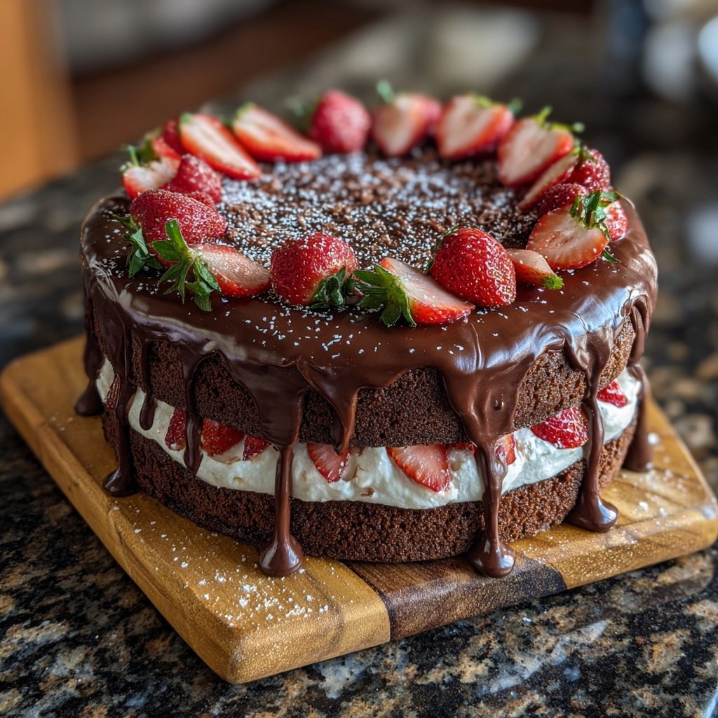 Milk Chocolate Strawberry Delight Cake