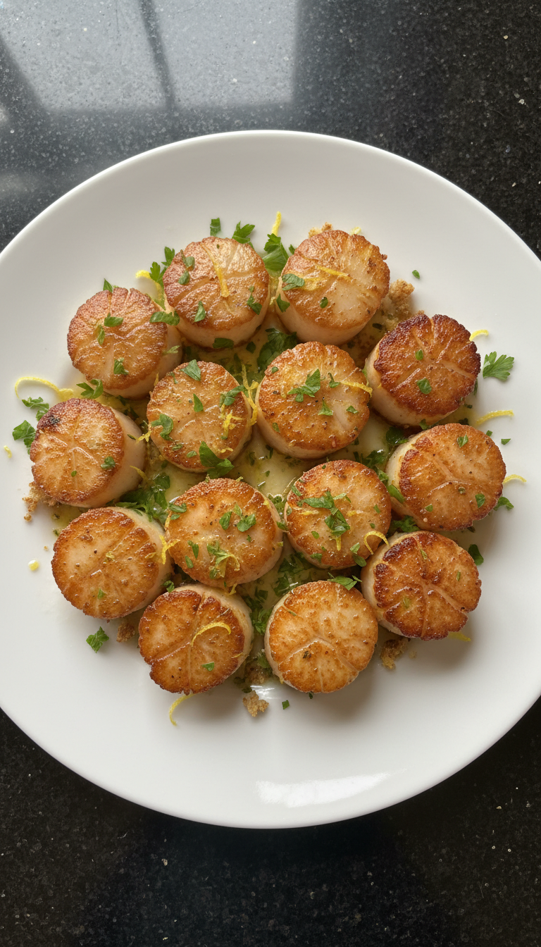 Lemon Herb Pan Seared Scallops