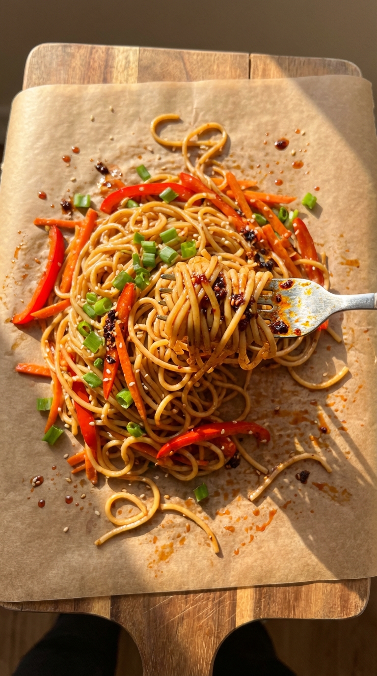 Spicy Sesame Noodles with Veggies