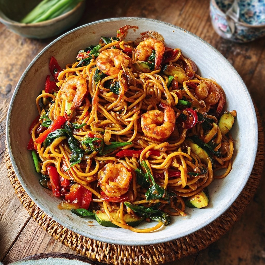 Szechuan Noodles with Shrimp