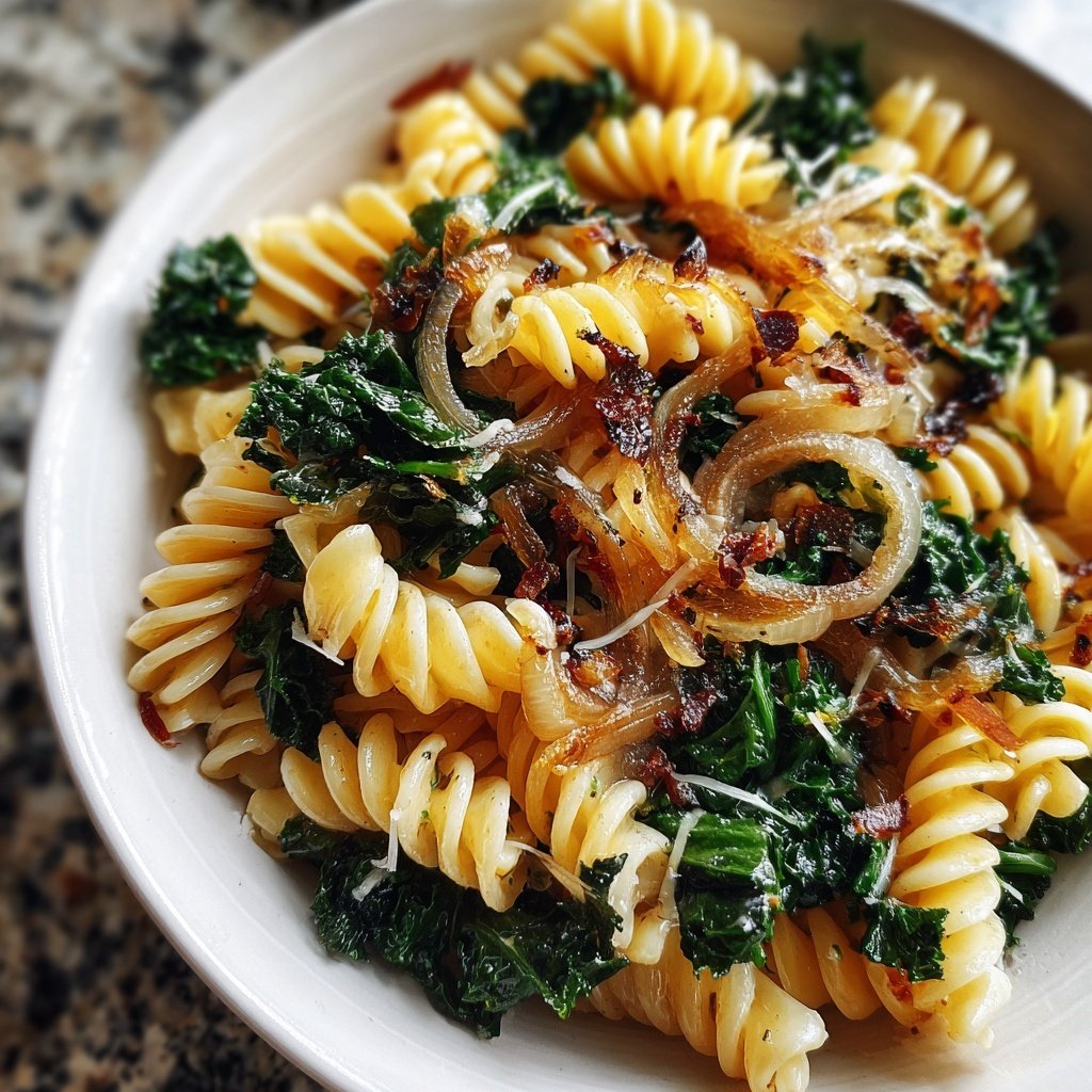 Caramelized Onion Kale Pasta